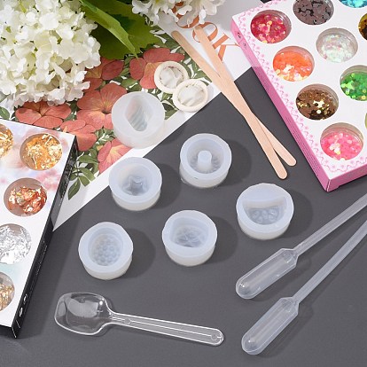 Olycraft DIY Fruit Shape Pendant Silicone Molds Kits, Including Wooden Craft Sticks, Plastic Pipettes, Latex Finger Cots, Plastic Measuring Cups, plastic Spoon, UV Gel Nail Art Tinfoil