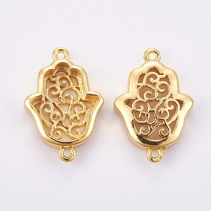Brass Cabochon Connector Settings, Long-Lasting Plated, Hamsa Hand/Hand of Fatima /Hand of Miriam