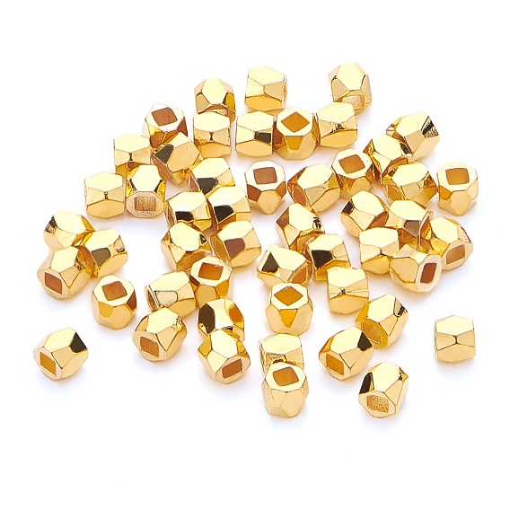 Brass Spacer Beads, Faceted Barrel