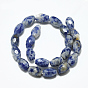 Perles de jaspe tache bleue naturelle, facette, ovale