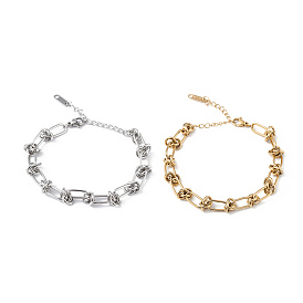 304 Stainless Steel Oval & Knot Link Chain Bracelets for Men Women