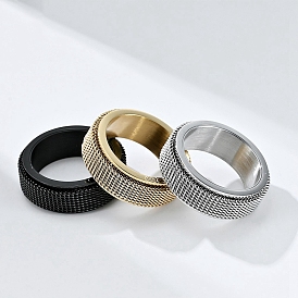 Mesh Chains Titanium Steel Rotating Finger Ring, Fidget Spinner Ring for Calming Worry Meditation