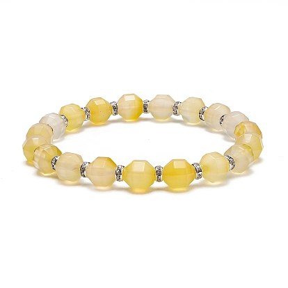 Bracelet extensible en perles d'agate naturelle teintée, bijoux en strass en laiton pour femmes