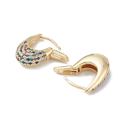 Красочные серьги-кольца с кубическим цирконием, украшения из латуни для женщин, луна