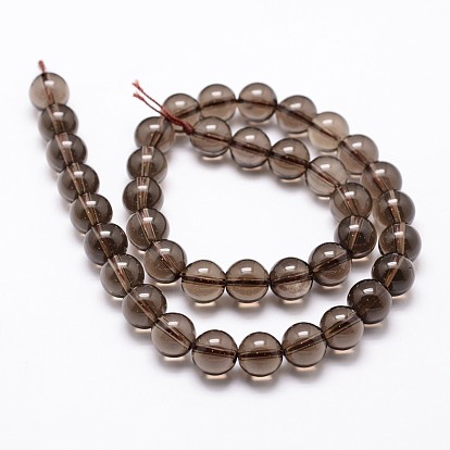 Natural Smoky Quartz Bead Strands, Round