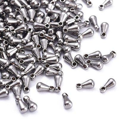 304 Stainless Steel Chain Findings Teardrop Shaped Charms, Chain Extender Drop, 6x3mm, Hole: 0.5mm
