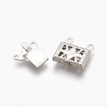 201 Stainless Steel Multi-Strand Box Clasps, Square