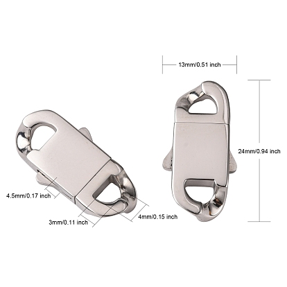 304 Stainless Steel Box Clasps, Oval