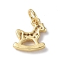 Brass Micro Pave Cubic Zirconia Charms, with Jump Ring, Rocking Horse Charms