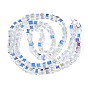 Electroplate Transparent Glass Beads Strands, AB Color Plated, Faceted, Cube