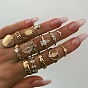 15 шт. 15 набор колец для пальцев в стиле цветок и хамса, овальные и перекрестные кольца из сплава, штабелируемые кольца для женщин