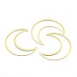 Brass Linking Rings, Lead Free & Cadmium Free & Nickel Free, Moon, Real 18K Gold Plated