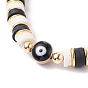 Synthetic Hematite & Polymer Clay Heishi Beads Stretch Bracelet, Evil Eye Beads Bracelet, Power Lucky Bracelet for Women