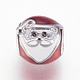 316 Surgical Stainless Steel European Beads, Large Hole Beads, with Enamel, Oval with Father Christmas