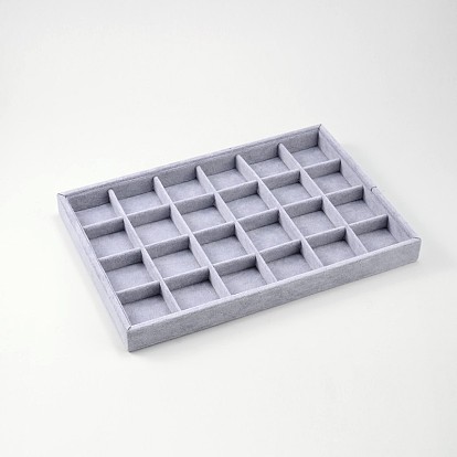 Rectangle Wood Presentation Boxes, with Velours, 24 Compartments, 24x35.5x3cm