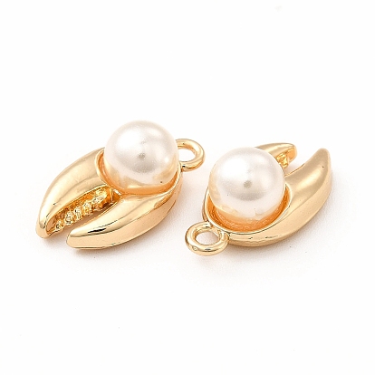 ABS Plastic Imitation Pearl Pendants, with Alloy Findings, Tooth Charm