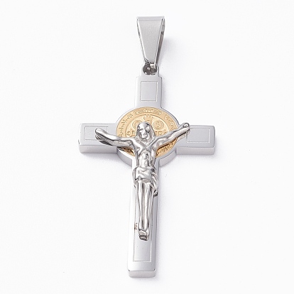 304 Stainless Steel Pendants, For Easter, Crucifix Cross, Saint Benedict Medal Pendant