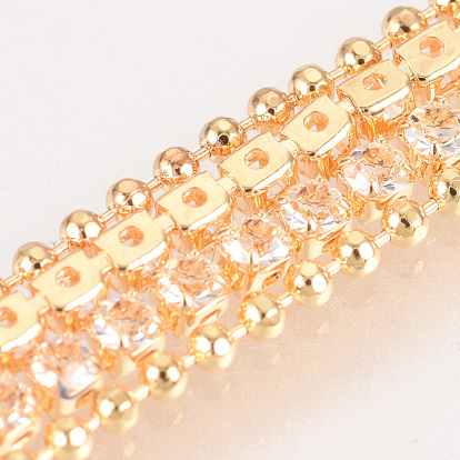 Laiton strass coupe chaîne gros pendentifs, pendentif pompon, sans nickel, réel 18 k plaqué or, avec chaîne à billes