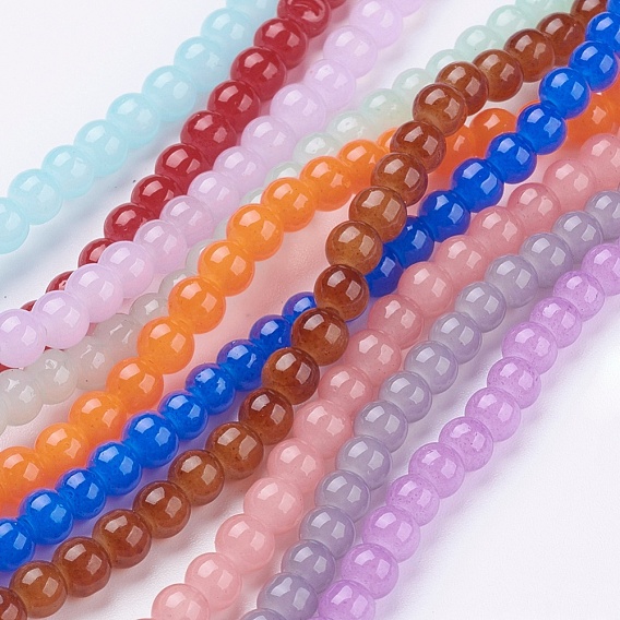 Imitation Jade Glass Beads Strands, Spray Painted, Round, 31.4 inch