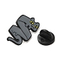 Alfileres de esmalte con tema de gato, broches de aleación negra de electroforesis