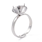 Componentes de anillos de dedo de acero inoxidable ajustables 304, diamante