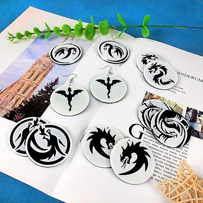 Flat Round with Dragon DIY Pendant Silicone Molds, Resin Casting Molds, for UV Resin, Epoxy Resin Jewelry Making