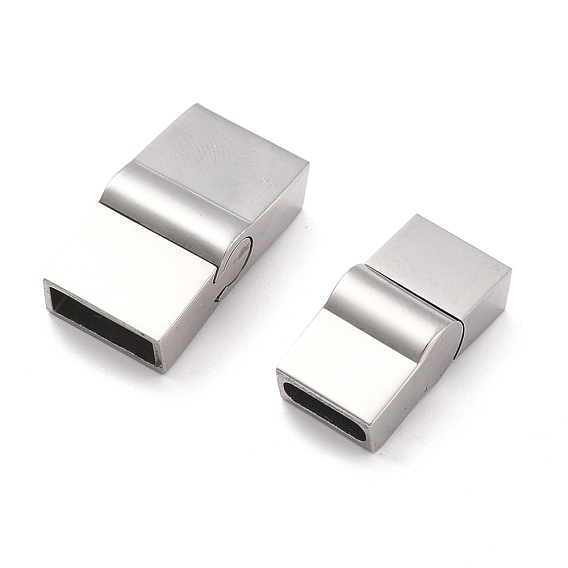 316 Surgical Stainless Steel Magnetic Clasps with Glue-in Ends, Rectangle