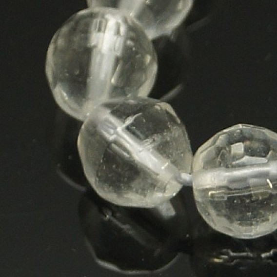 Perles de cristal de quartz brins, perles de cristal de roche, facette, ronde, Trou: 1mm