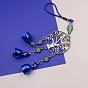Alloy Flat Round with Tree of Life Pendant Decorations, Evil Eye and Bell Car Hanging Decoration