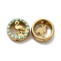 Alloy Beads, with Synthetic Turquoise, Flat Round with Flamingo
