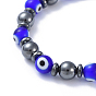 Perles de lampwork fait main mauvais oeil bracelets stretch, avec des non-magnétiques perles synthétiques d'hématite, ronde