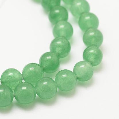 Hilos de perlas de aventurina verde naturales, rondo, teñido