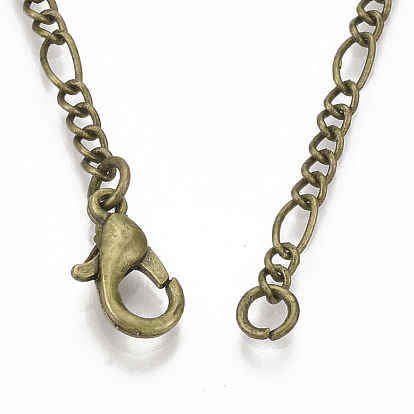 Brass Coated Iron Figaro Chain Necklace Making, with Lobster Claw Clasps
