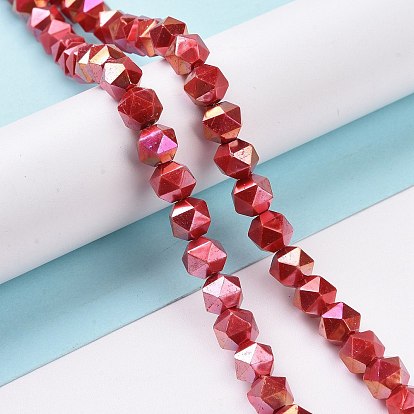 Glass Pearl Beads Strands, Faceted, Polygon