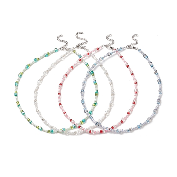 Colliers de perles de verre pour les femmes, avec 304 fermoirs inox 