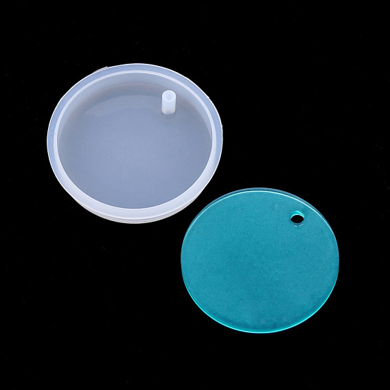 Moules en silicone pendant, moules de résine, pour la résine UV, fabrication de bijoux en résine époxy, plat rond
