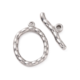 304 Stainless Steel Toggle Clasps, Wavy Oval