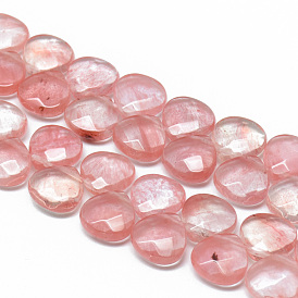 Perles de verre de quartz cerise brins, perles percées, facette, larme