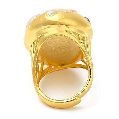 Регулируемые кольца из латуни с овальным куполом и натуральным жемчугом, долговечный