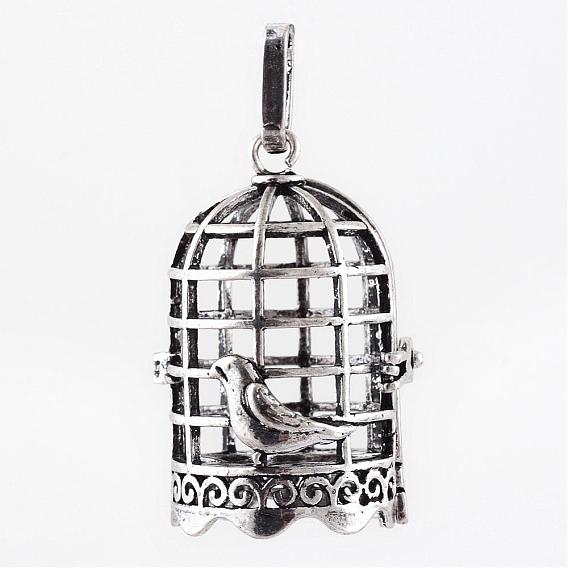 Pendentifs cage cage laiton, pour faire des colliers à pendentif carillon, cage à oiseaux