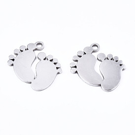 201 Stainless Steel Charms, Laser Cut, Baby Feet