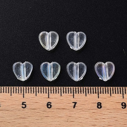 Perles acryliques transparentes, de couleur plaquée ab , cœur