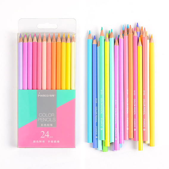 24 ensemble de crayons de couleur macaron, pour les livres à colorier dessin croquis fournitures d'art