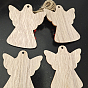 Unfinished Wood Pendant Decorations, Kids Painting Supplies,, Wall Decorations, with Jute Rope, Angel