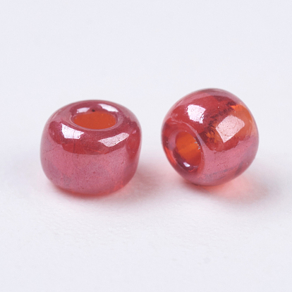 Perles de rocaille en verre, trans. couleurs lustered, ronde