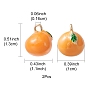2Pcs Brass Enamel Charms, Imitation Fruit, Light Gold, Oranges Charm