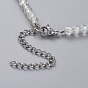 Glass Beaded Necklaces, with Stainless Steel Lobster Claw Clasps & Curb Chains Extender