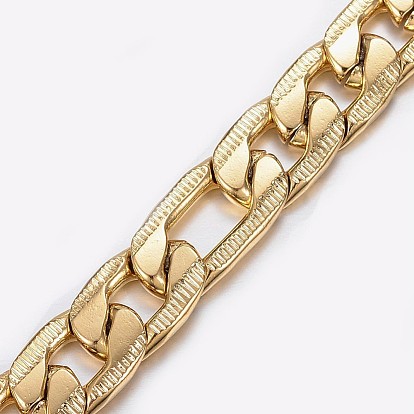 Men's 304 Stainless Steel Figaro Chain Bracelets, with Lobster Clasps, Faceted