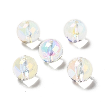 UV Plating Rainbow Iridescent Transparent Acrylic Beads, Round