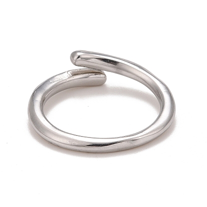 304 anneau de manchette ouvert minimaliste en acier inoxydable avec zircone cubique transparente pour femme